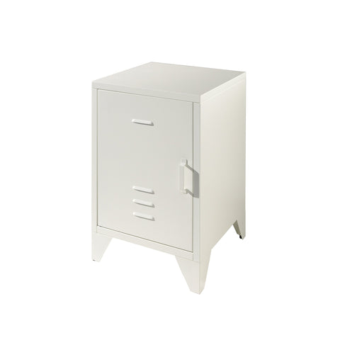 'Bronx' Matt White Metal Bedside Table by Vipack, available at Bobby Rabbit. Free UK Delivery over £75