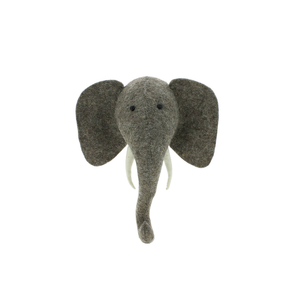 Mini Elephant Head to hang on the wall, made by Fiona Walker England and available at Bobby Rabbit.
