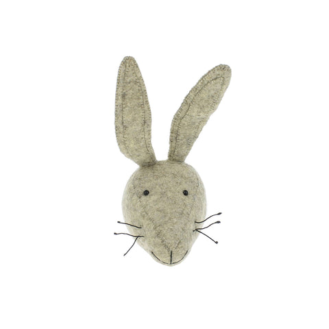 Mini Hare Head to hang on the wall, made by Fiona Walker England and available at Bobby Rabbit.