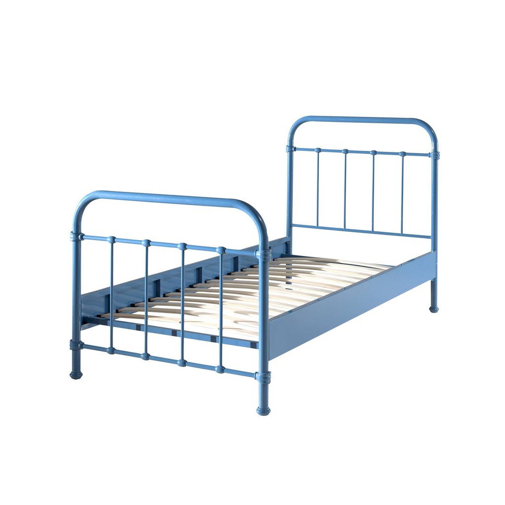 'New York' Blue Metal Single Bed by Vipack, available at Bobby Rabbit.