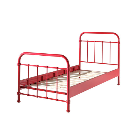 'New York' Red Metal Single Bed by Vipack, available at Bobby Rabbit.