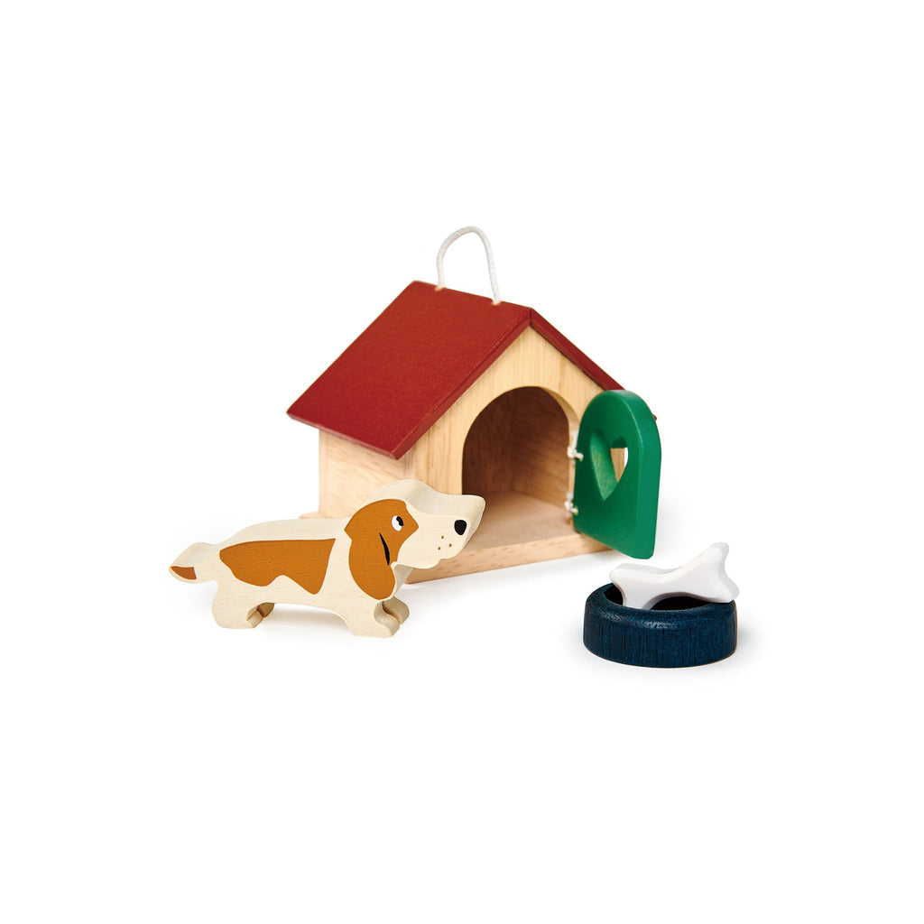 Pet Dog Set Wooden Toy by Tenderleaf Toys, available at Bobby Rabbit.
