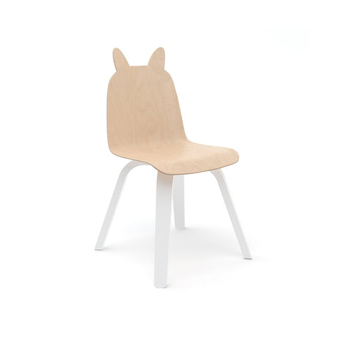 White and birch children's rabbit chairs by Oeuf NYC, also available as a bear version at Bobby Rabbit.