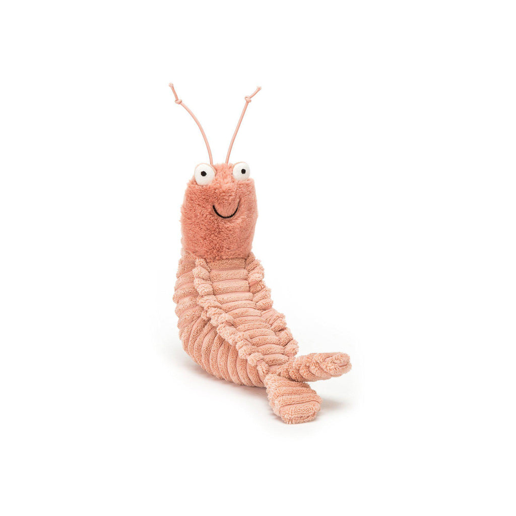 Sheldon Shrimp Soft Toy, designed and made by Jellycat and available at Bobby Rabbit.