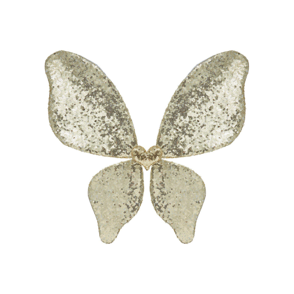 Gold Sparkle Sequin Wings Wand dressing up accessory by Mimi and Lula, available at Bobby Rabbit.