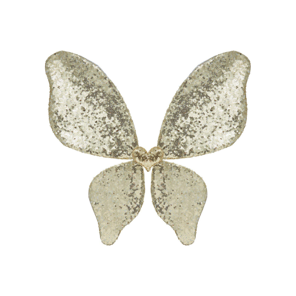Gold Sparkle Sequin Wings Wand dressing up accessory by Mimi and Lula, available at Bobby Rabbit.