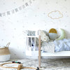  Starry Sky Wallpaper Silver/White by Hibou Home, available at Bobby Rabbit.