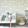 Swans Wallpaper - Mint by Hibou Home, available at Bobby Rabbit.