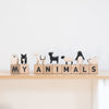 Wooden €˜Pole-Pole€™ Animals and Word Cubes Alphabet Blocks, styled by Bobby Rabbit.