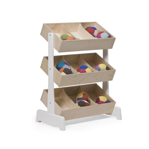 Stunning children's toy storage solution, designed and made by Oeuf NYC and available at Bobby Rabbit.